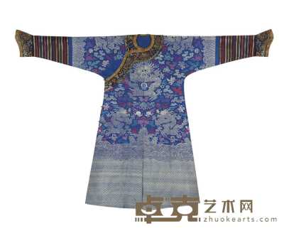 清晚期 蓝地织锦龙纹朝袍 210×144.7cm
